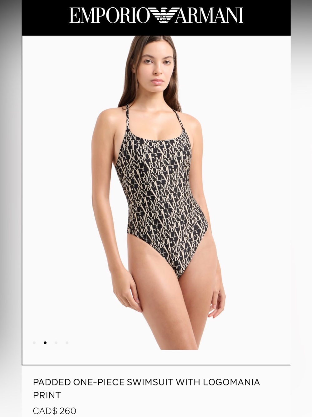 NWT Emporio Armani Logomania One-Piece Swimsuit Black White Size M
